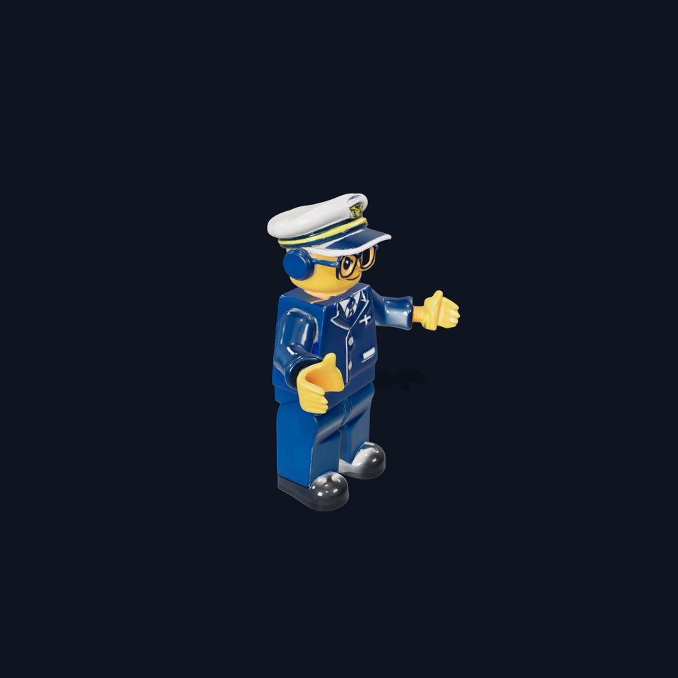 Navy Officer Toy Character Model Rigged and Animated